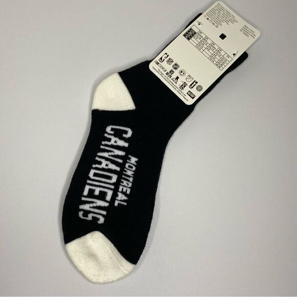 For Bare Feet Black White Montreal Canadiens Icy Hockey Socks L 10-13 - Picture 5 of 8